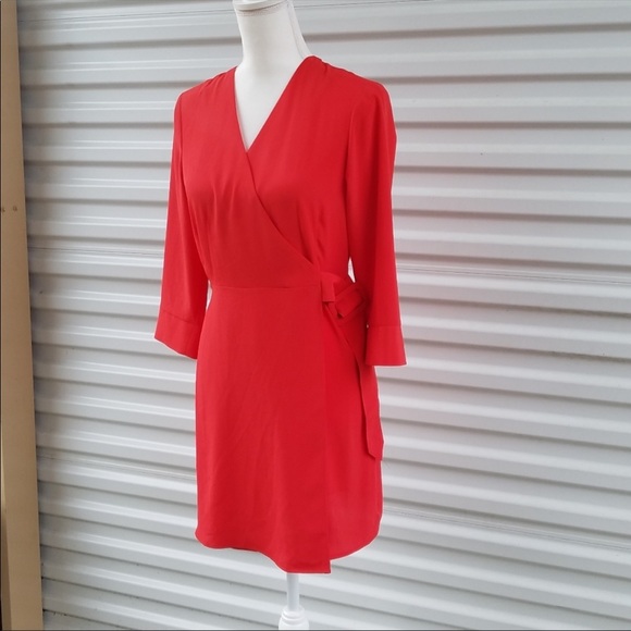 TopShop Wrap Red Mini Dress - Picture 3 of 7